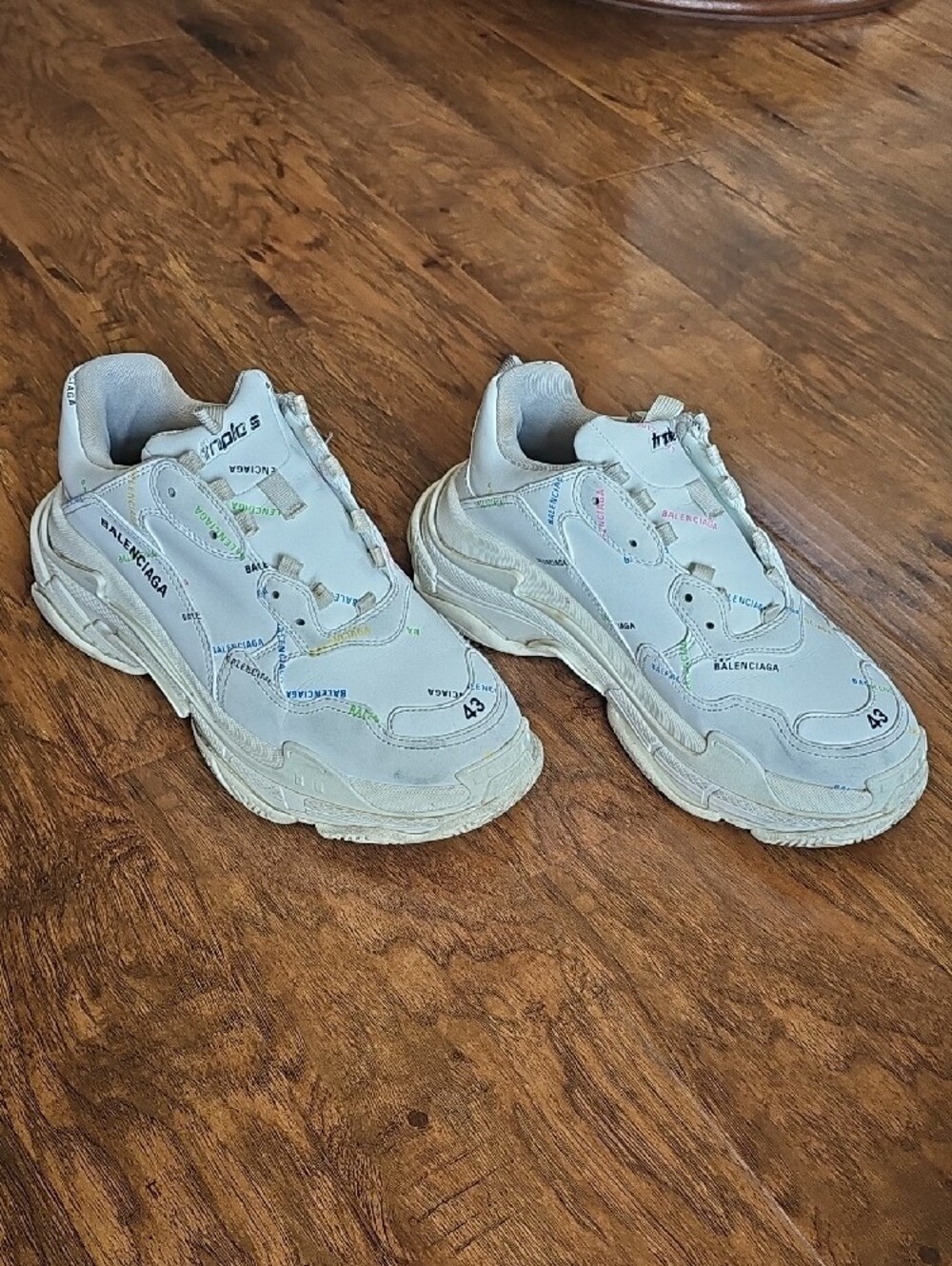 Balenciaga Triple S Sneaker 'Allover Logo - White Multi - Size 43 10US - Picture 3 of 12